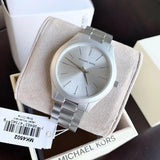 Buy Shop Michael Kors Slim Runway Silver Dial Silver Steel Strap Watch For Women - MK4502 USA Online
