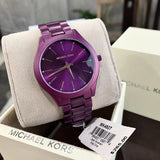 Buy Shop Michael Kors Slim Runway Quartz Purple Dial Purple Steel Strap Watch For Women - MK4507 USA Online