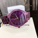 Buy Shop Michael Kors Slim Runway Quartz Purple Dial Purple Steel Strap Watch For Women - MK4507 USA Online