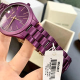 Buy Shop Michael Kors Slim Runway Quartz Purple Dial Purple Steel Strap Watch For Women - MK4507 USA Online