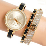 Buy Shop Michael Kors Jaryn Quartz Gold Dial Black Steel Strap Watch For Women - MK4544 USA Online