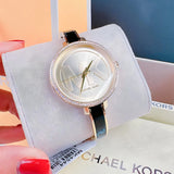 Buy Shop Michael Kors Jaryn Quartz Gold Dial Black Steel Strap Watch For Women - MK4544 USA Online