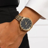 Buy Shop Michael Kors Pyper Three-Hand Black Dial Gold Steel Strap Watch For Women - MK4593 USA Online
