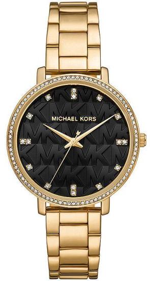 Buy Shop Michael Kors Pyper Three-Hand Black Dial Gold Steel Strap Watch For Women - MK4593 USA Online