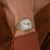 Buy Shop Michael Kors Abbey Three-Hand Analog White Dial Gold Steel Strap Watch for Women - MK4615 USA Online