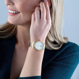 Buy Shop Michael Kors Abbey Three-Hand Analog White Dial Gold Steel Strap Watch for Women - MK4615 USA Online