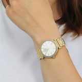 Buy Shop Michael Kors Abbey Three-Hand Analog White Dial Gold Steel Strap Watch for Women - MK4615 USA Online