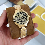 Buy Shop Michael Kors Slim Runway Crystals Gold Dial Gold Steel Strap Watch for Women - MK4659 USA Online