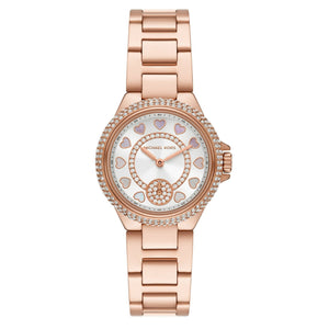 Buy Shop Michael Kors Camille Multifunction White Dial Rose Gold Steel Strap Watch For Women - MK4700 USA Online