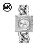 Buy Shop Michael Kors Chain Lock Pave Silver Dial Silver Steel Strap Watch For Women - MK4718 USA Online