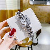 Buy Shop Michael Kors Chain Lock Pave Silver Dial Silver Steel Strap Watch For Women - MK4718 USA Online