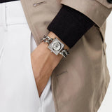 Buy Shop Michael Kors Chain Lock Pave Silver Dial Silver Steel Strap Watch For Women - MK4718 USA Online