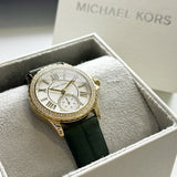 Buy Shop Michael Kors Mini Everest Crystals White Dial Green Leather Strap Watch for Women - MK4720 USA Online
