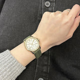 Buy Shop Michael Kors Mini Everest Crystals White Dial Green Leather Strap Watch for Women - MK4720 USA Online