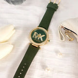 Buy Shop Michael Kors Parker Green Dial Green Leather Strap Watch For Women - MK4724 USA Online