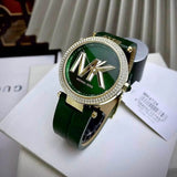 Buy Shop Michael Kors Parker Green Dial Green Leather Strap Watch For Women - MK4724 USA Online