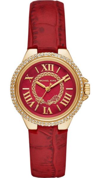 Buy Shop Michael Kors Camille Three-Hand Red Dial Red Leather Strap Watch for Women - MK4750 USA Online
