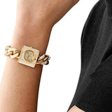 Buy Shop Michael Kors Chain Lock Analog Crystals Silver Dial Gold Steel Strap Watch for Women - MK4809 USA Online