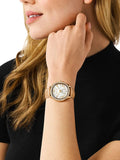 Buy Shop Michael Kors Sage Three-Hand Mother of Pearl White Dial Brown Leather Strap Watch for Women - MK4819 USA Online