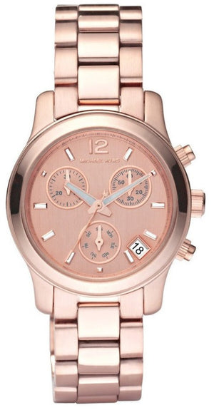 Buy Shop Michael Kors Runway Chronograph Rose Gold Dial Rose Gold Steel Strap Watch for Women - MK5430 USA Online