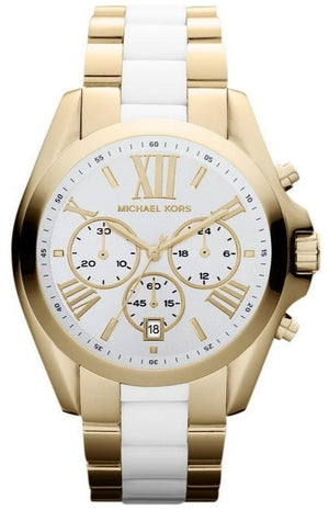 Buy Shop Michael Kors Bradshaw Chronograph White Dial Two Tone Steel Strap Watch For Women - MK5743 USA Online