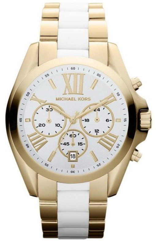 Buy Shop Michael Kors Bradshaw Chronograph White Dial Two Tone Steel Strap Watch For Women - MK5743 USA Online