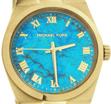 Buy Shop Michael Kors Channing Turquoise Dial Gold Steel Strap Watch For Women - MK5894 USA Online