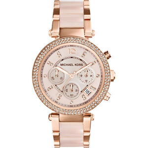 Buy Shop Michael Kors Parker Pink Dial Two Tone Steel Strap Watch for Women - MK5896 USA Online