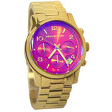 Buy Shop Michael Kors Runway Iridescent Pink Dial Gold Steel Strap Watch for Women - MK5939 USA Online