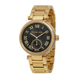 Buy Shop Michael Kors Skylar Black Dial Gold Steel Strap Watch for Women - MK5989 USA Online