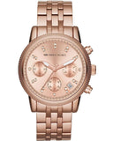 Buy Shop Michael Kors Ritz Chronograph Rose Gold Dial Rose Gold Steel Strap Watch for Women - MK6077 USA Online
