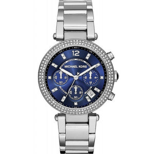 Buy Shop Michael Kors Parker Chronograph Blue Dial Silver Steel Strap Watch for Women - MK6117 USA Online