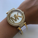 Buy Shop Michael Kors Parker White Dial Two Tone Steel Strap Watch for Women - MK6313 USA Online