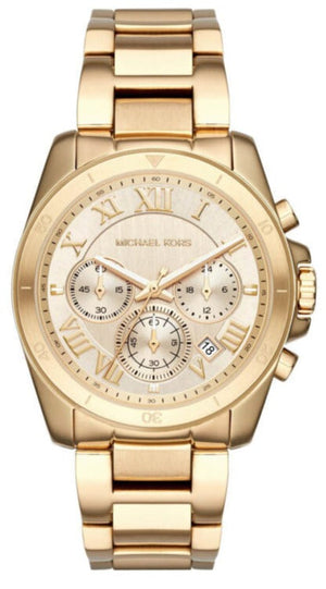 Buy Shop Michael Kors Brecken Chronograph Gold Dial Gold Steel Strap Watch For Women - MK6366 USA Online