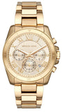 Buy Shop Michael Kors Brecken Chronograph Gold Dial Gold Steel Strap Watch For Women - MK6366 USA Online
