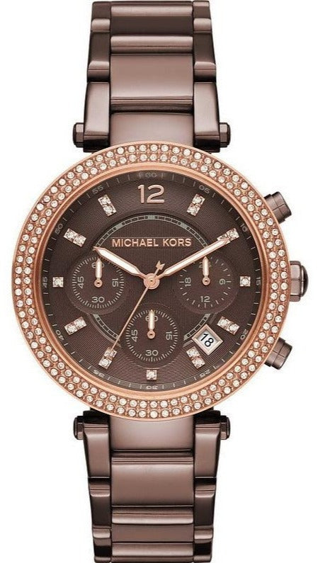 Buy Shop Michael Kors Parker Analog Quartz Brown Dial Brown Steel Strap Watch For Women - MK6378 USA Online