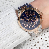 Michael Kors Bradshaw Chronograph Blue Dial Two Tone Steel Strap Watch For Women - MK6389