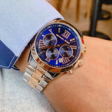 Buy Shop Michael Kors Bradshaw Chronograph Blue Dial Two Tone Steel Strap Watch For Women - MK6389 USA Online