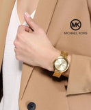 Buy Shop Michael Kors Garner Quartz Gold Dial Gold Steel Strap Watch For Women - MK6408 USA Online