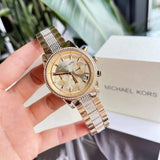 Buy Shop Michael Kors Ritz Chronograph Gold Dial Gold Steel Strap Watch For Women - MK6484 USA Online