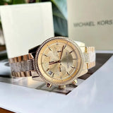 Buy Shop Michael Kors Ritz Chronograph Gold Dial Gold Steel Strap Watch For Women - MK6484 USA Online