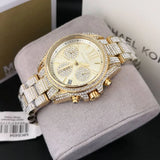 Buy Shop Michael Kors Mini Bradshaw Crystals Gold Dial Gold Steel Strap Watch For Women - MK6494 USA Online