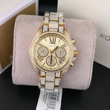 Buy Shop Michael Kors Mini Bradshaw Crystals Gold Dial Gold Steel Strap Watch For Women - MK6494 USA Online