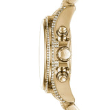 Michael Kors Mini Bradshaw Crystals Gold Dial Gold Steel Strap Watch For Women - MK6494