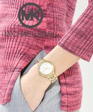 Buy Shop Michael Kors Taryn Mother of Pearl Dial Gold Steel Strap Watch For Women - MK6567 USA Online