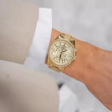 Buy Shop Michael Kors Ritz Chronograph Gold Dial Gold Steel Strap Watch For Women - MK6597 USA Online