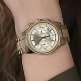 Buy Shop Michael Kors Ritz Chronograph Gold Dial Gold Steel Strap Watch For Women - MK6597 USA Online