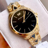 Buy Shop Michael Kors Runway Black Dial Gold Steel Strap Watch for Women - MK3478 USA Online