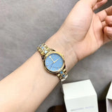Buy Shop Michael Kors Petite Runway Mercer Blue Dial Gold Steel Strap Watch For Women - MK6673 USA Online