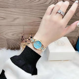 Buy Shop Michael Kors Petite Runway Mercer Blue Dial Gold Steel Strap Watch For Women - MK6673 USA Online